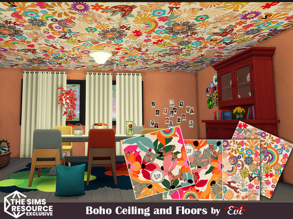Sims 4 — evi boho flower  floors 1 by evi — Four different floors with bohemian designs. The two is especially designed