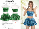 Sims 4 — Crop Top and Ruffle Lace-Up Mini Skirt by Daph's — Flirty floral vibes meet soft summer aesthetics. This Sims 4