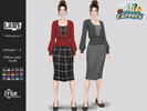 Sims 4 — CAREERS - LANE - Office Lady Dress by Helsoseira — Style - Office Hour long sleeve cardigan with pencil dress