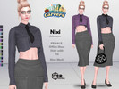 Sims 4 — CAREERS - NIXI - Top with Tie by Helsoseira — Style - Office Hour, Long sleeve cropped top with tie
