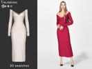 Sims 4 — Davina Off Shoulder Long Sleeve Midi Dress by talarian — Sleek fitted midi dress with an off-shoulder V-neckline