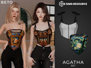 Sims 4 — Agatha - Set by Beto_ae0 — Corset blouses with works of art, enjoy it