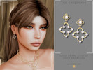 Sims 4 — Gold Pearl Clover Drop Earrings by Glitterberryfly — A gold drop earring with pears
