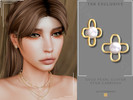Sims 4 — Gold Pearl Clover Stud Earrings by Glitterberryfly — A gold stud earring with pearl