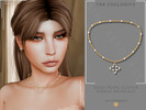 Sims 4 — Gold Pearl Clover Single Necklace by Glitterberryfly — A gold necklace with pearls and clover charm