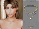 Sims 4 — Gold Pearl Clover Layered Necklace by Glitterberryfly — A two layered necklace set in gold with pearls