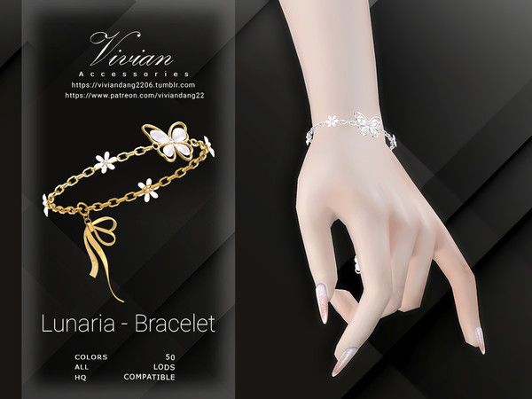 Sims 4 — VivianDang_AF_Bracelet_R_Lunaria by VivianDang — - All new meshes