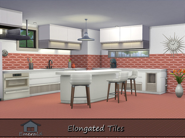 Sims 4 — Elongated Tiles 1 by Emerald — Enhance your home with unique elongated shape tiles.
