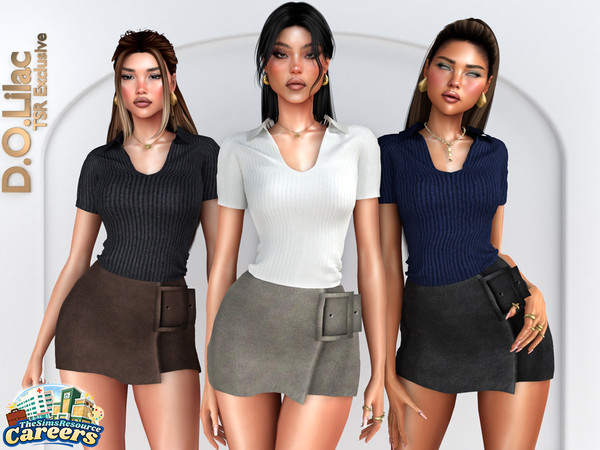 Sims 4 — Office Chic Set -Bottom- by DOLilac — Includes: (Top + Bottom)