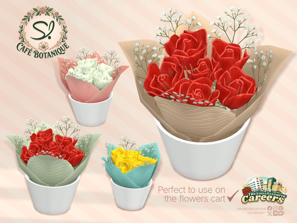 Sims 4 — Cafe Botanique Wrapped Roses Flowers by SIMcredible! — This is the second part of our Cafe Botanique series.