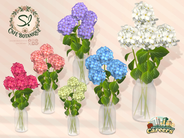 Sims 4 — Cafe Botanique Hydrangea Flowers by SIMcredible! — This is the second part of our Cafe Botanique series. We're