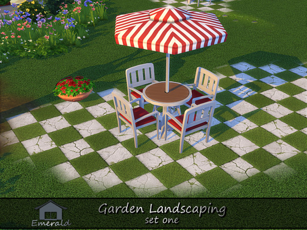 Sims 4 — Garden Landscaping set one 5 by Emerald — Bring nature to your outdoor space with unique Eco terrain.