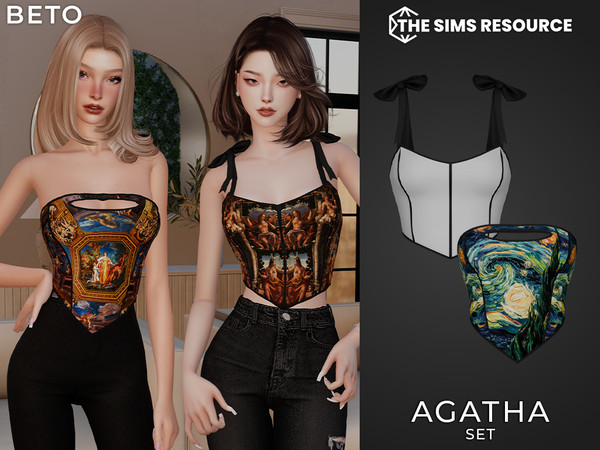 Sims 4 — By Beto - Agatha (Top V1) by Beto_ae0 — Corset blouses with works of art, enjoy it