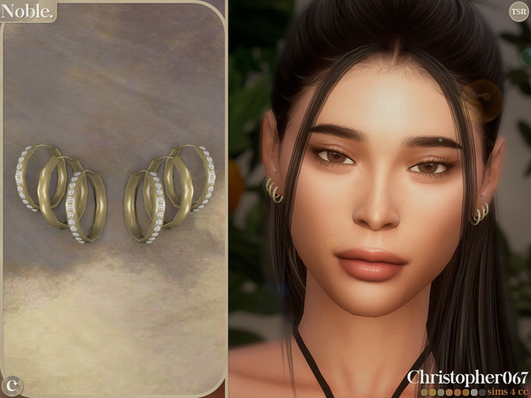 Sims 4 — Noble Earrings - Diamond Hoop Earrings by christopher0672 — This is a chic pair of 3 hoop earrings: 2