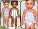 Sims 4 — Infants Pastel Ocean Swimsuit by Pelineldis — Kids fashion clothing: five swimsuits for infants girls in white,