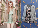 Sims 4 — Cozy floral cardigan outfit by MysteriousOo — Charming layered outfit featuring a lightweight floral mini dress