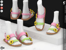 Sims 4 — Shoes KP 2 0- Female by KaTPurpura — Flat sandals with thick straps and flower decoration