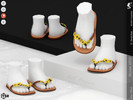 Sims 4 — Shoes KP 2 1- Toddler by KaTPurpura — Flat sandals with sunflower flower details