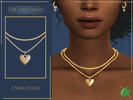 Sims 4 — Teia Heart Necklace by Pitted0live — Layered chain necklace with a heart pendant Custom catalog image