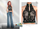 Sims 4 — EMBROIDERED LACE TOP by ZNsims — embroidery, lace, blouse, neckpiece, backless design