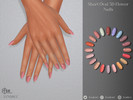 Sims 4 — Short Oval 3D Flower Nails by LVNDRCC — Short rounded and glossy manicure with sculpted 3D daisies in