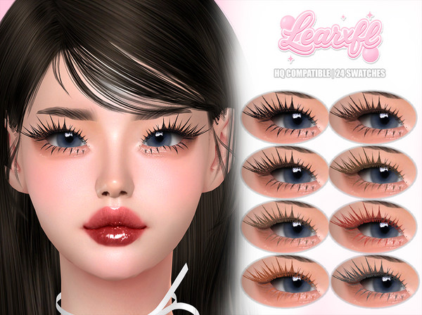 Sims 4 — Spiky Wisp 3D Eyelashes by Learxfl — Eyelashes, 24 swatches , HQ and BGC . Standalone item with thumbnail,