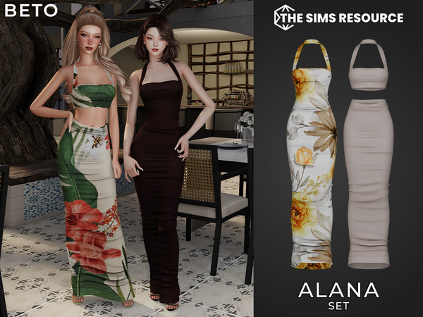 Sims 4 — Alana - Set by Beto_ae0 — Summer dress and 2-piece set with cute prints and minimalist colors