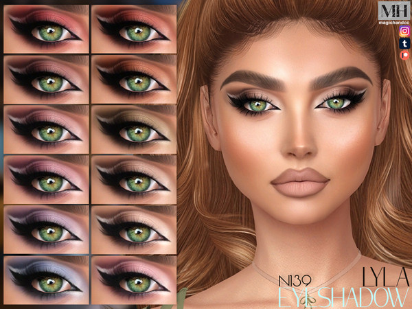 Sims 4 — Lyla Eyeshadow by MagicHand — Cut-Crease Heavy Eye Makeup in 18 colors - HQ Compatible.