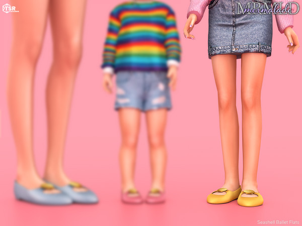Sims 4 — Seashell Ballet Flats (Child) by Mermalade — Seashell Ballet Flats - S737 S738 S739