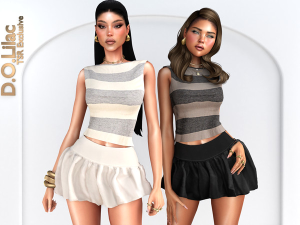 Sims 4 — Sweet Vibe Set -Top- by DOLilac — Includes: (Top + Bottom)