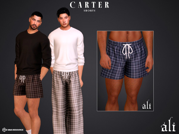 Sims 4 — CARTER shorts by ali1 — T-Shirt, Plaid Pants and Shorts