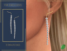 Sims 4 — Lena Long Earrings by Pitted0live — Long drop earrings with diamonds on a dainty chain Custom catalog image