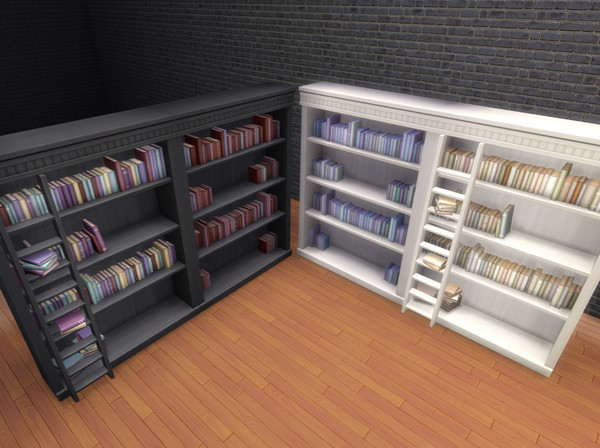 Sims 4 — Athenaeum Ladder Bookcase by Noxper — Alternate version of the Athenaeum Bookcase Set (Standard & Ladder)