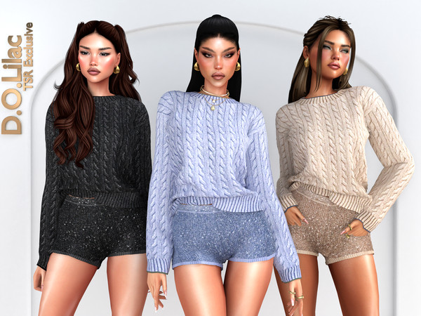 Sims 4 — Cozy Luxe Set -Bottom- by DOLilac — Includes: (Top + Bottom)