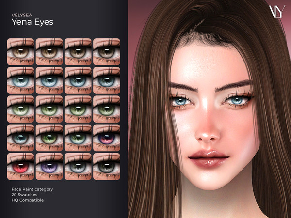 Sims 4 — VELYSEA Yena Eyes by VELYSEA — Face Paint category HQ comatble 20 swatches