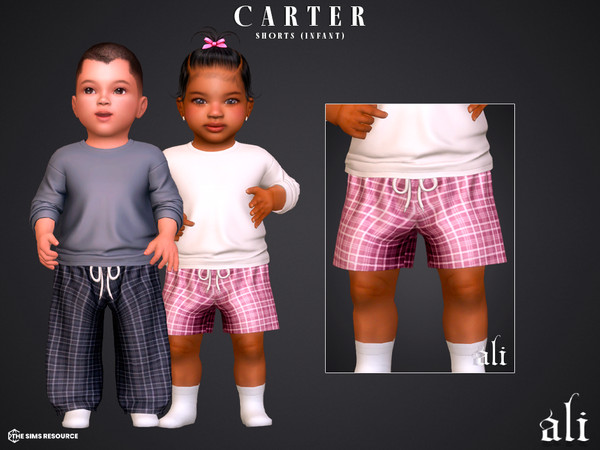Sims 4 — CARTER shorts - infant by ali1 — T-Shirt, Plaid Pants and Shorts