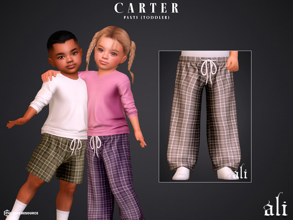 Sims 4 — CARTER pants - toddler by ali1 — T-Shirt, Plaid Pants and Shorts