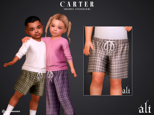 Sims 4 — CARTER shorts - toddler by ali1 — T-Shirt, Plaid Pants and Shorts
