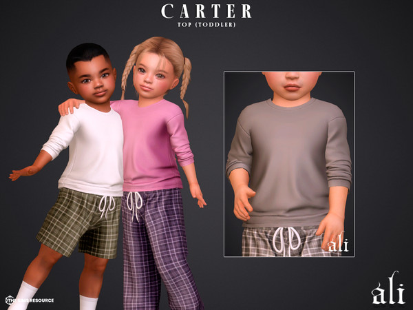Sims 4 — CARTER top - toddler by ali1 — T-Shirt, Plaid Pants and Shorts