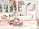 Sims 4 — Petra Living Room by BlusterSims — Petra Living Room is a soft, modern space that blends blush tones, warm