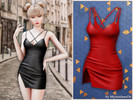 Sims 4 — Silken cross mini dress by MysteriousOo — This silky bodycon mini dress features delicate crisscross straps and