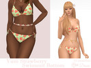 Sims 4 — Yum Strawberry Swimsuit Bottom by Dissia — Strawberries pattern swimwear panties tied at sides