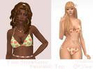 Sims 4 — Yum Strawberry Swimsuit Top by Dissia — Strawberries pattern swimwear bra
