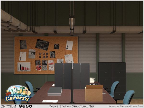 Sims 4 — Police Station Structural Set by Onyxium — Onyxium@TSR Design Workshop CSI Collection - Belong To The 2026 Year