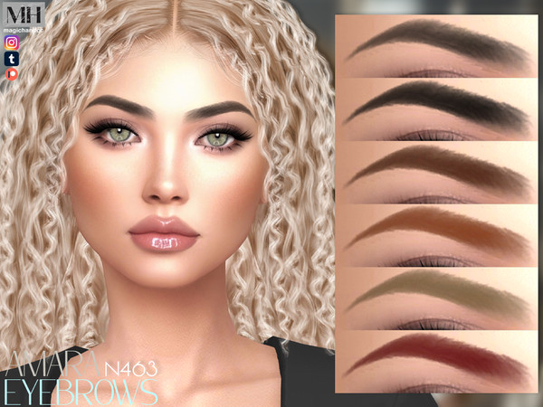 Sims 4 — Amara Eyebrows by MagicHand — Soft-arch brows in 13 colors - HQ Compatible.