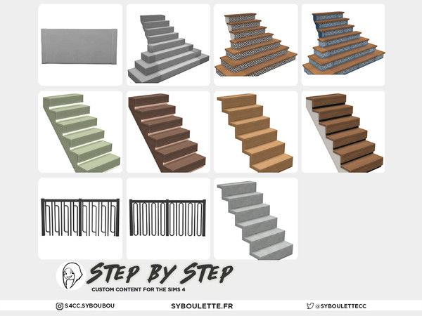 Sims 4 — Flower Pattern flare stairs by Syboubou — The Royalty and Legacy DLC brought a fun new flared style to stairs,