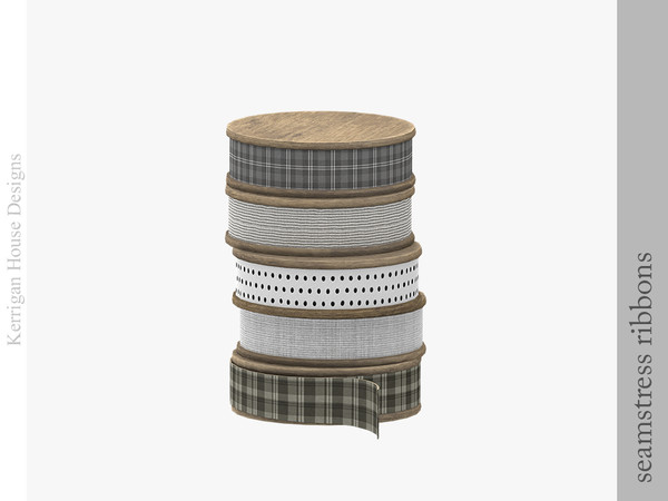 Sims 4 — Seamstress Ribbons by kerriganhouse — Decorative objects for a seamstress or sewing hobbyist, with a vintage