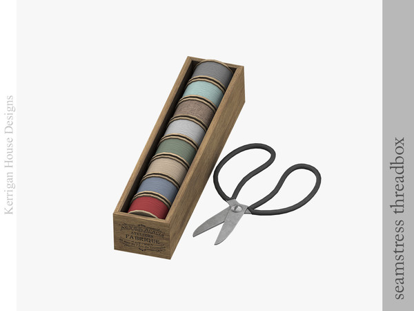 Sims 4 — Seamstress Threadbox by kerriganhouse — Decorative objects for a seamstress or sewing hobbyist, with a vintage