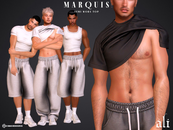 Sims 4 — MARQUIS semi-worn top by ali1 — New Mesh