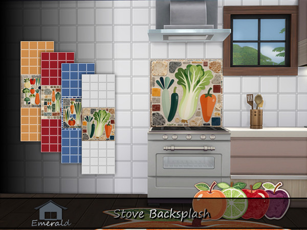 Sims 4 — Stove Backsplash by Emerald — These stove backsplash are durable and luxurious options that provide rich texture